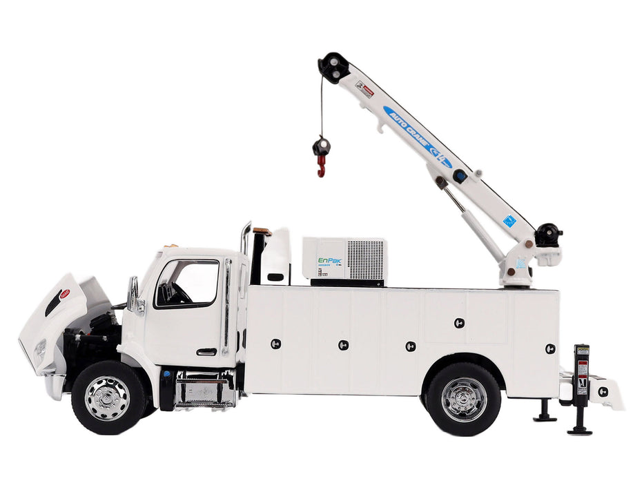 Peterbilt 536 Auto-Crane Titan85-Body HC14-Crane Work Truck with Miller EnPak White "Transport Series" 1/50 Diecast Model by Diecast Masters