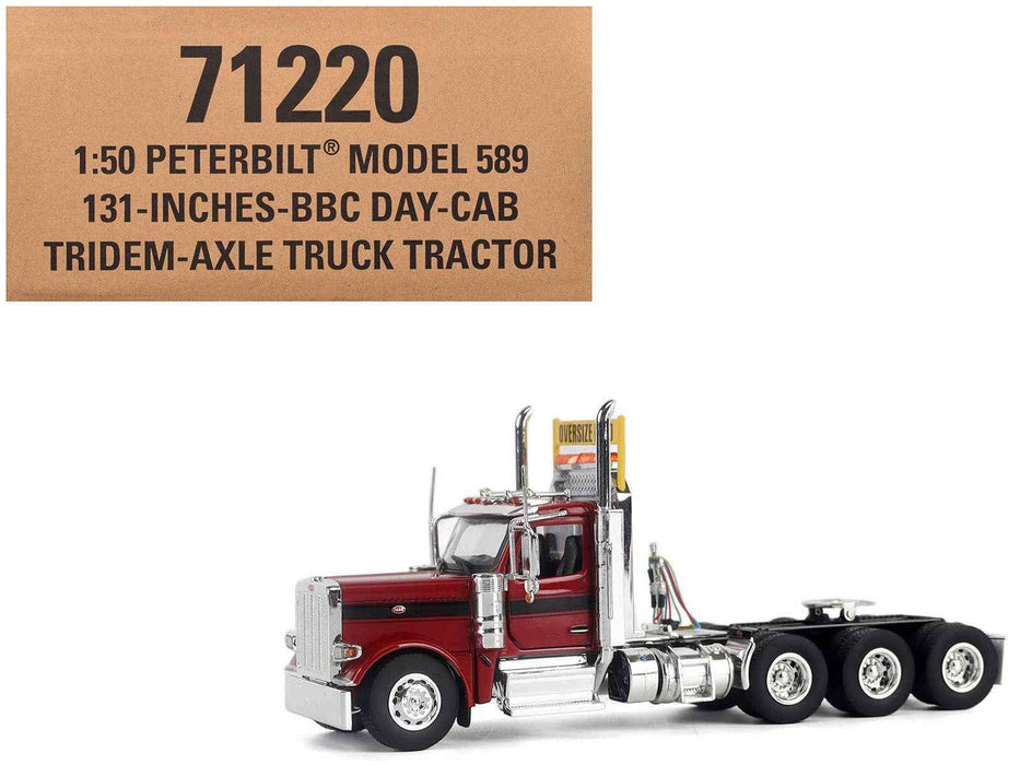 Peterbilt 589 Truck Tractor with Day Cab Legendary Red "Transport Series" 1/50 Diecast Model by Diecast Masters