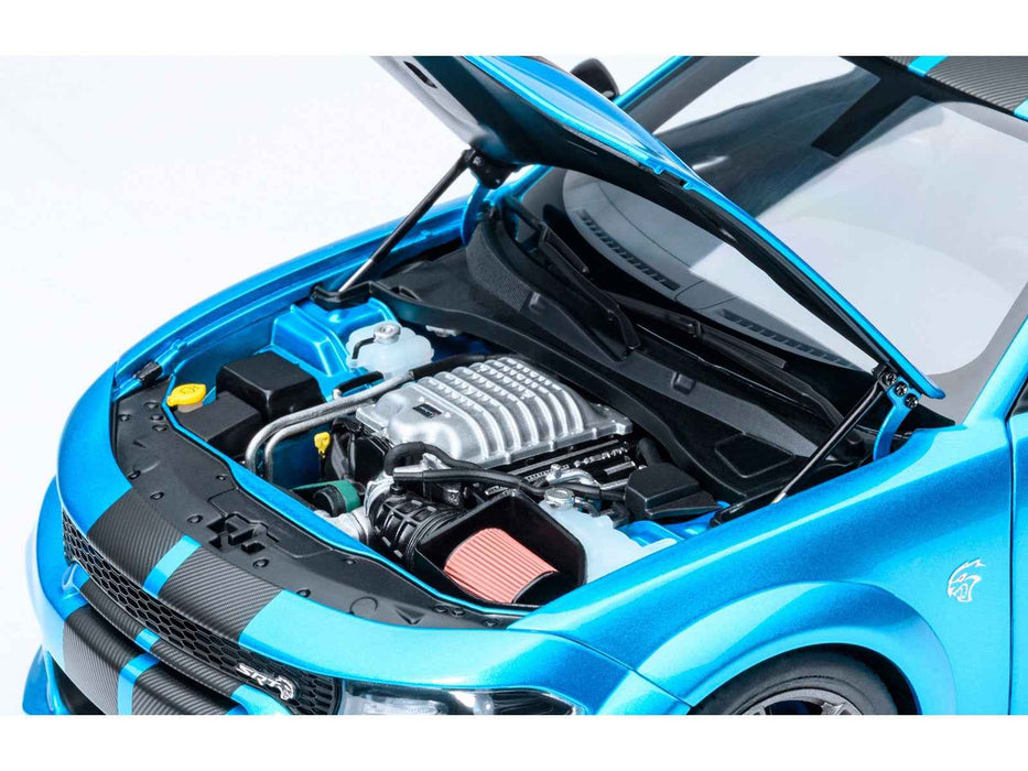 Dodge Charger SRT Hellcat Redeye B5 Blue Metallic with Carbon Stripes 1/18 Model Car by Autoart