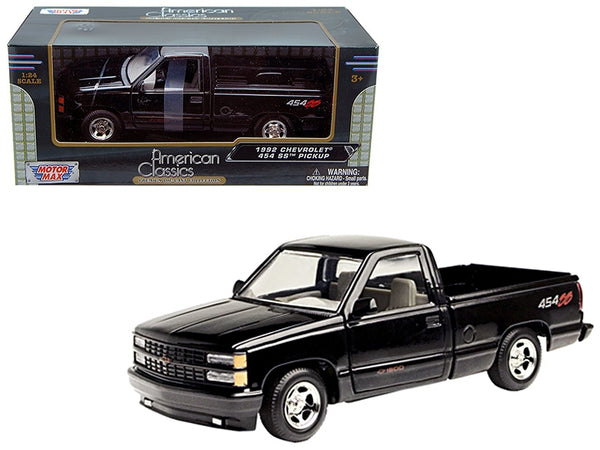 Top-Pick | 1992 Chevrolet 454 SS Pickup Truck Black 1/24 Diecast Model Car by Motormax - Miniature Motors