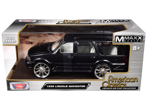 BRAND NEW 1998 LINCOLN NAVIGATOR BLACK METALLIC WITH WHITE INTERIOR "MAXX DESIGN" "AMERICAN CLASSICS" SERIES 1/24 DIECAST MODEL CAR BY MOTORMAX - Miniature Motors