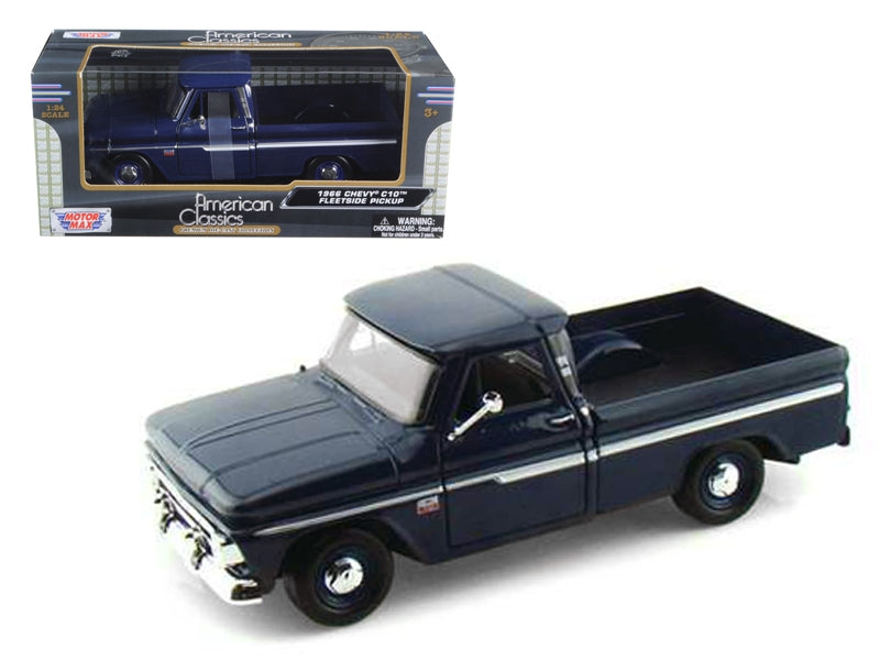 Top-Pick | 1966 Chevrolet C10 Fleetside Pickup Truck Dark Blue 1/24 Diecast Car Model by Motormax - Miniature Motors