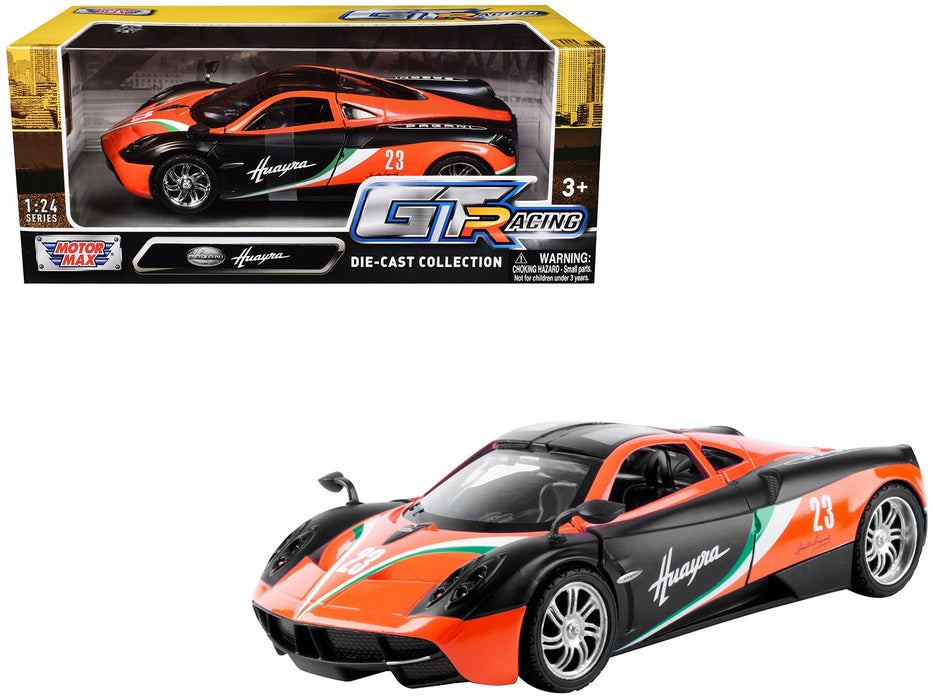 Pagani Huayra #23 Orange and Black with Stripes "GT Racing" Series 1/24 Diecast Model Car by Motormax