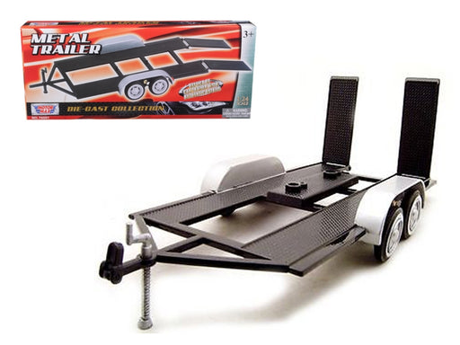 BRAND NEW DIECAST TANDEM CAR TRAILER BLACK FOR 1/24 SCALE MODELS BY MOTORMAX - Miniature Motors