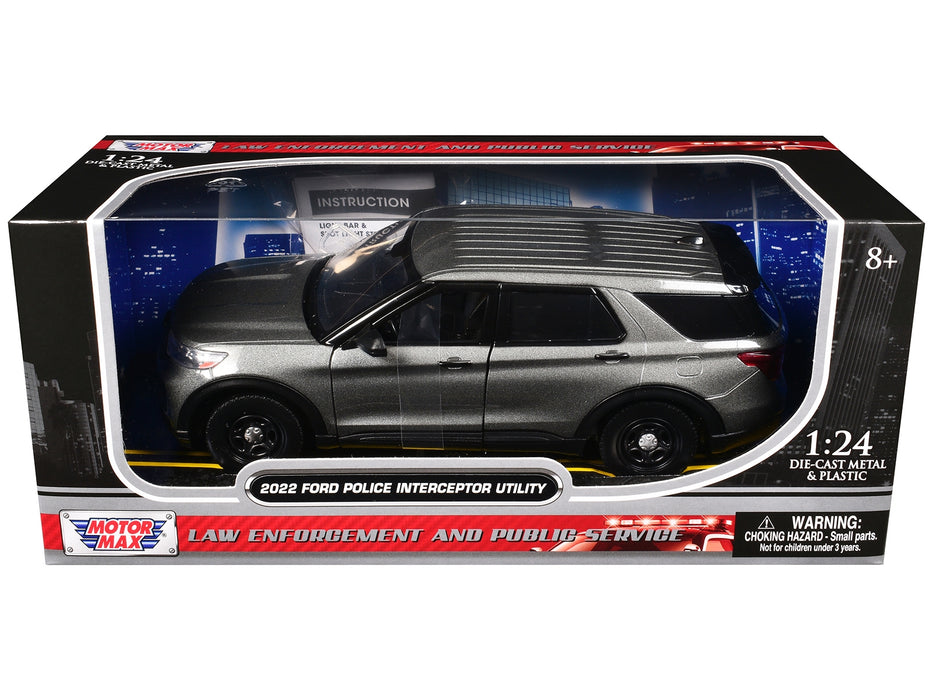 2022 Ford Police Interceptor Utility Unmarked Gray Metallic "Builder's Kit" "Law Enforcement and Public Service" Series 1/24 Diecast Model Car by Motormax
