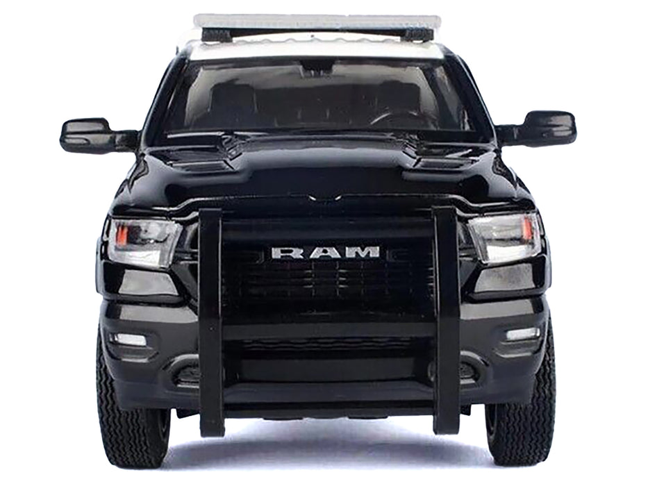 2019 RAM 1500 Laramine Crew Cab Pickup Truck "California Highway Patrol" Black and White with Truck Bed Camper "Law Enforcement and Public Service" Series 1/27 Diecast Model Car by Motormax - Miniature Motors