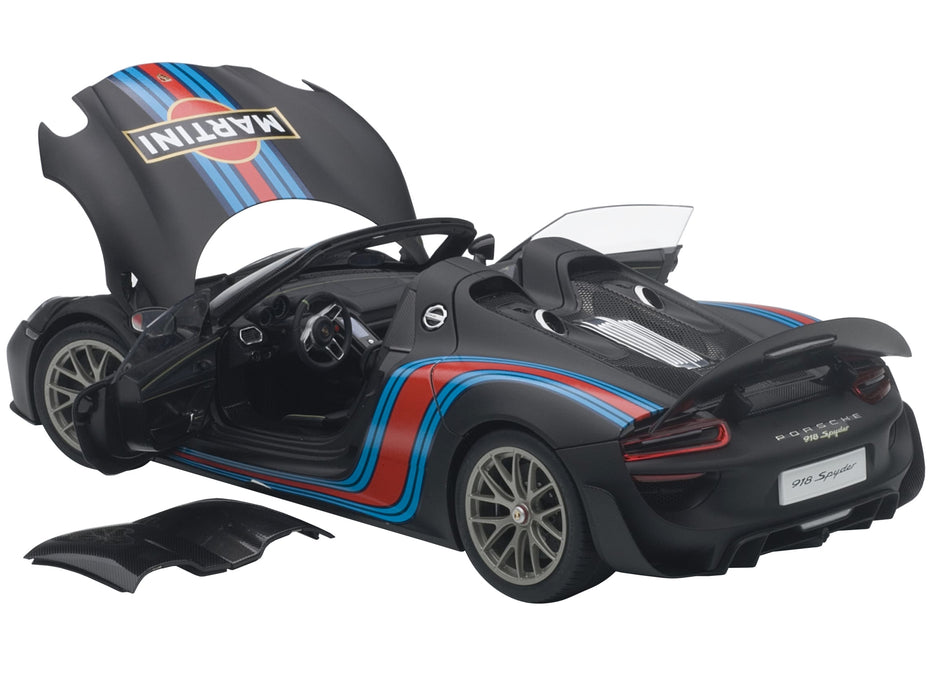 Porsche 918 Spyder Weissach Package Black/ Martini Livery #15 1/18 Model Car by Autoart