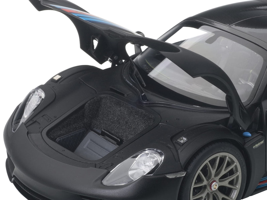 Porsche 918 Spyder Weissach Package Black/ Martini Livery #15 1/18 Model Car by Autoart