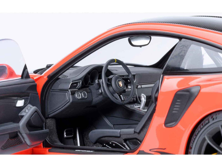 Porsche 911 (991.2) GT3 RS Weissach Lava Orange with Carbon Hood and Top 1/18 Model Car by Autoart