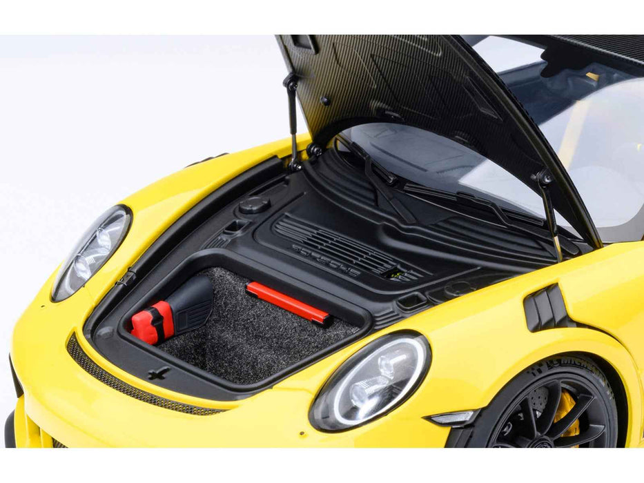 Porsche 911 (991.2) GT3 RS Weissach Racing Yellow with Carbon Hood and Top 1/18 Model Car by Autoart