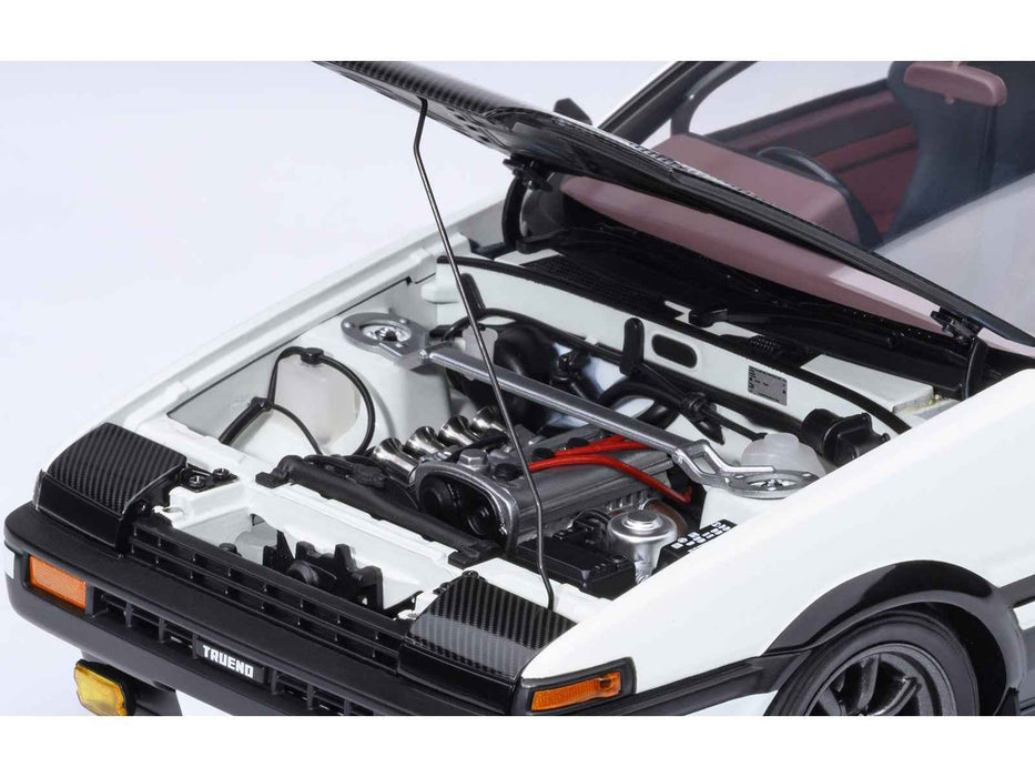 Toyota Sprinter Trueno (AE86) RHD (Right Hand Drive) "Project D Final Version" White with Carbon Hood "Initial D" (1995-2013) TV Series "30th Anniversary" 1/18 Model Car by Autoart