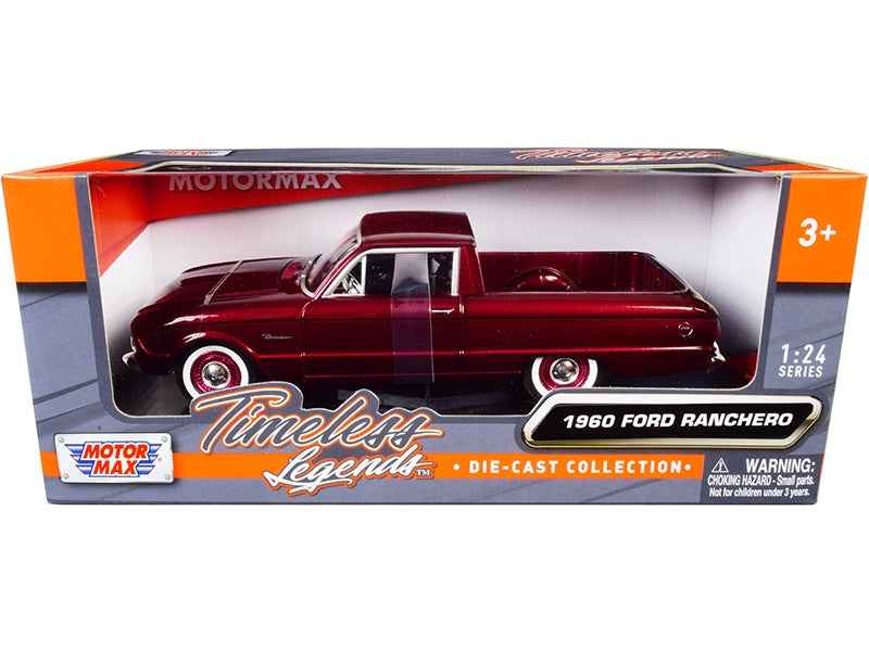 1960 Ford Ranchero Pickup Burgundy Metallic 1/24 Diecast Model Car by Motormax