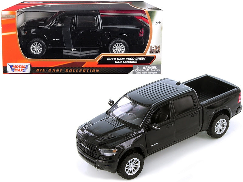 Top-Pick | 2019 RAM 1500 Laramie Crew Cab Pickup Truck Black 1/24 Diecast Model Car by Motormax - Miniature Motors