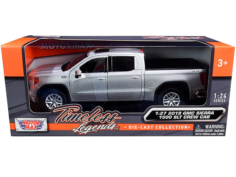 Top-Pick | 2019 GMC Sierra 1500 SLT Crew Cab Pickup Truck Silver Metallic 1/24-1/27 Diecast Model Car by Motormax - Miniature Motors