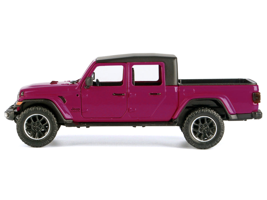 2021 Jeep Gladiator Overland Pickup Truck Purple with Matt Black Top 1/24 Diecast Model Car by Motormax
