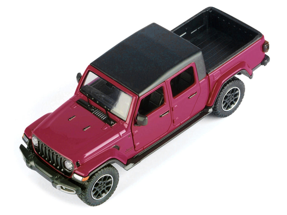 2021 Jeep Gladiator Overland Pickup Truck Purple with Matt Black Top 1/24 Diecast Model Car by Motormax