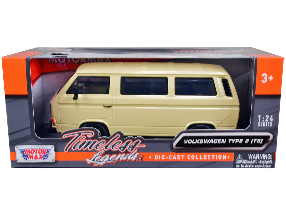 BRAND NEW VOLKSWAGEN TYPE 2 (T3) VAN BEIGE "TIMELESS LEGENDS" SERIES 1/24 DIECAST MODEL CAR BY MOTORMAX - Miniature Motors