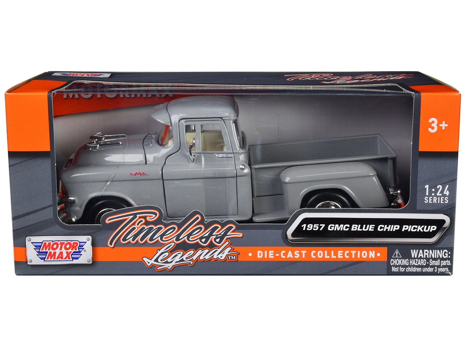 BRAND NEW 1957 GMC BLUE CHIP PICKUP TRUCK GRAY "TIMELESS LEGENDS" SERIES 1/24 DIECAST MODEL CAR BY MOTORMAX - Miniature Motors