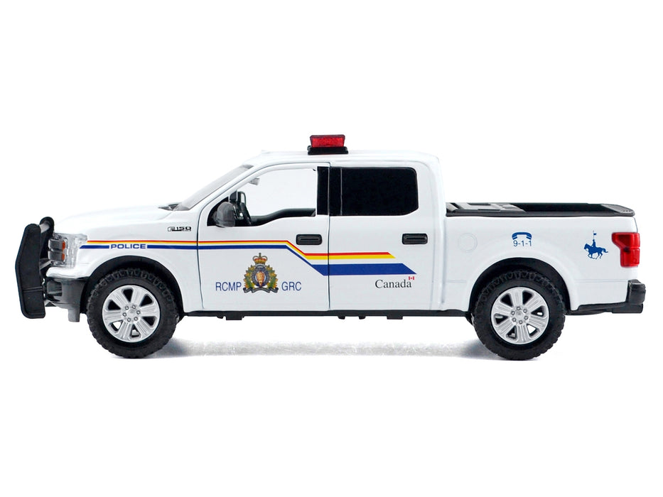 2019 Ford F-150 Lariat Crew Cab Pickup Truck "Royal Canadian Mounted Police" White with Flashing Light Bar and Front and Rear Lights and Sounds "Law Enforcement and Public Service" Series 1/27 Diecast Model Car by Motormax