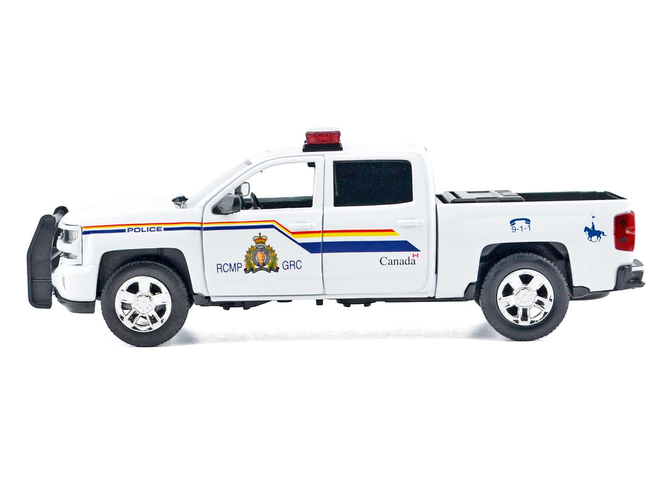 2017 Chevrolet Silverado 1500 LT Z71 Crew Cab Pickup Truck "Royal Canadian Mounted Police" White with Flashing Light Bar and Front and Rear Lights and Sounds "Law Enforcement and Public Service" Series 1/27 Diecast Model Car by Motormax