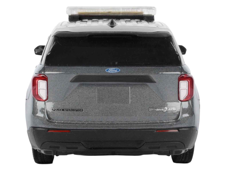 2022 Ford Police Interceptor Utility Dark Gray Metallic "Builder's Kit" with Flashing Light Bar and Front and Rear Lights and Sounds 1/24 Diecast Model Car by Motormax