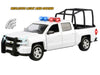 2017 Chevrolet Silverado 1500 LT Z71 Crew Cab Pickup Truck with White with Flashing Light Bar and Front and Rear Lights and Sounds 1/27 Diecast Model Car by Motormax