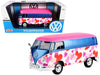 BRAND NEW VOLKSWAGEN TYPE 2 (T1) DELIVERY VAN "LOVE" PINK AND BLUE METALLIC 1/24 DIECAST MODEL CAR BY MOTORMAX - Miniature Motors