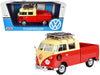 BRAND NEW VOLKSWAGEN TYPE 2 (T1) #8 PICKUP TRUCK WITH ROOF RACK AND LUGGAGE RED AND YELLOW 1/24 DIECAST MODEL CAR BY MOTORMAX - Miniature Motors