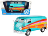 BRAND NEW VOLKSWAGEN TYPE 2 (T1) DELIVERY VAN "PEACE" TURQUOISE METALLIC 1/24 DIECAST MODEL CAR BY MOTORMAX - Miniature Motors