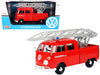 BRAND NEW VOLKSWAGEN TYPE 2 (T1) FIRE TRUCK WITH AERIAL LADDER "FEUERWEHR" RED 1/24 DIECAST MODEL CAR BY MOTORMAX - Miniature Motors