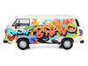 Volkswagen Type 2 (T3) Van White Metallic with Graffiti Graphics 1/24 Diecast Model Car by Motormax - Miniature Motors