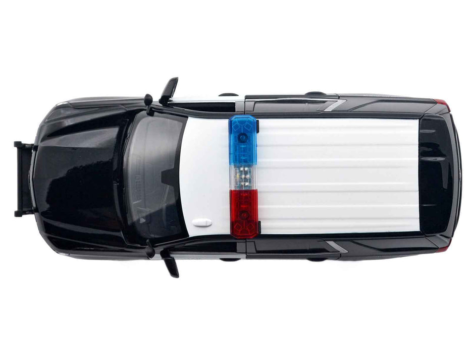 2025 Chevrolet Tahoe PPV "CHP (California Highway Patrol)" Black and White with Flashing Light Bar and Front and Rear Lights and Sounds 1/24 Diecast Model Car by Motormax