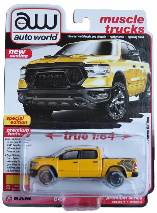 2023 Ram 1500 Rebel Havoc Edition Pickup Truck Baja Yellow "Muscle Trucks" Series 1/64 Diecast Model Car by Auto World