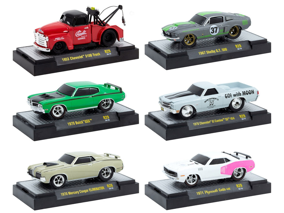 "Ground Pounders" 6 Cars Set Release 29 IN DISPLAY CASES Limited Edition 1/64 Diecast Model Cars by M2 Machines - Miniature Motors