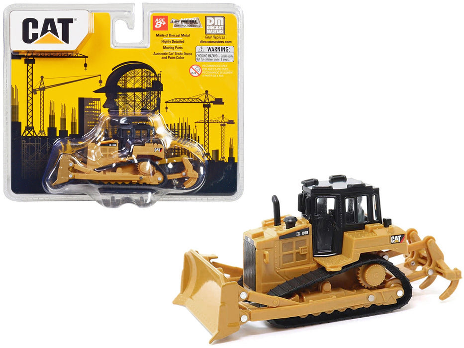 CAT Caterpillar D6R Track-Type Tractor Yellow and Black 1/64 Diecast Model by Diecast Masters - Miniature Motors