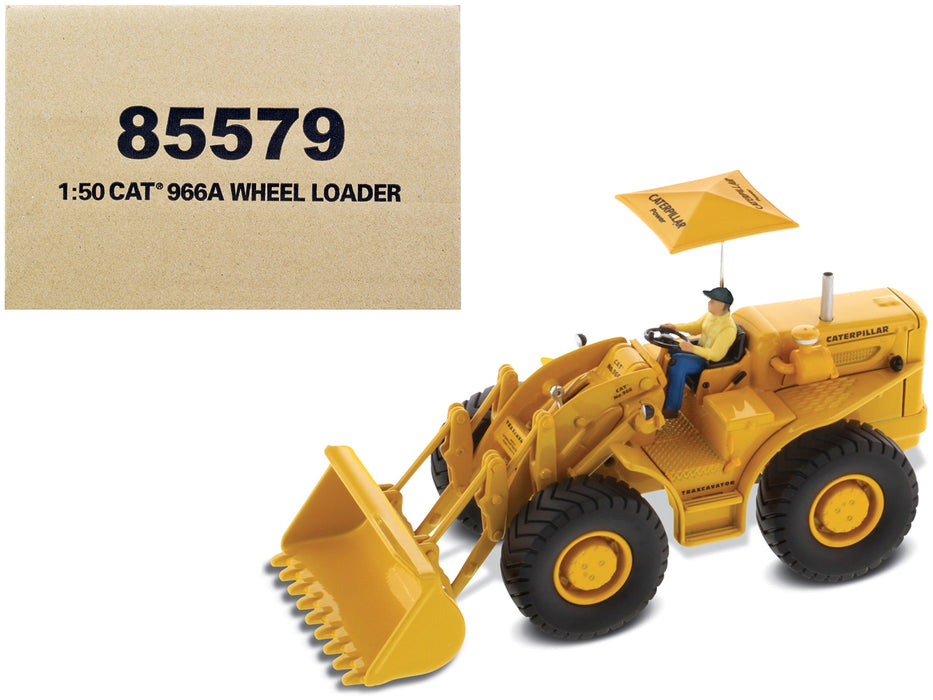 CAT Caterpillar 966A Wheel Loader Yellow with Operator "Vintage Series" 1/50 Diecast Model by Diecast Masters - Miniature Motors