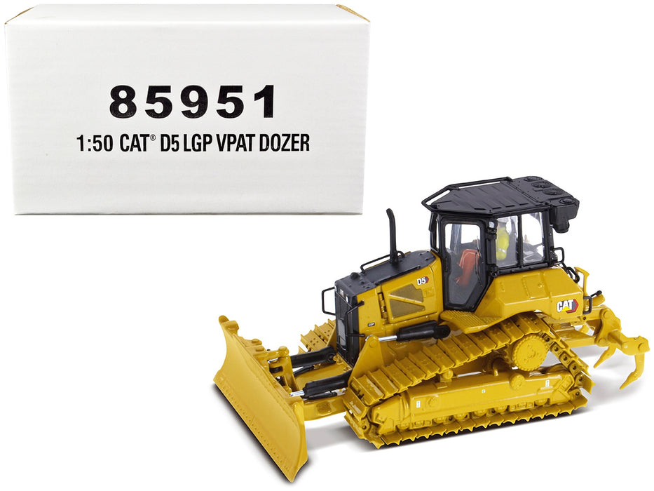 CAT Caterpillar D5 LGP VPAT Track Type Tractor Dozer Yellow with Operator "High Line" Series 1/50 Diecast Model by Diecast Masters - Miniature Motors