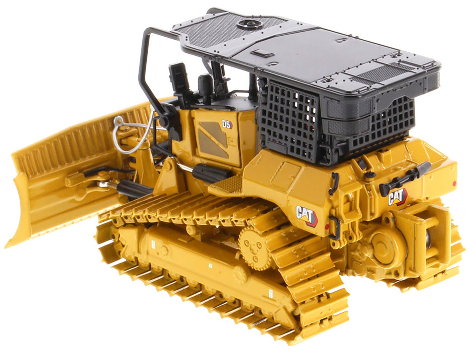 CAT Caterpillar D5 LGP Track Type Tractor Fire Dozer Yellow with Operator "High Line" Series 1/50 Diecast Model by Diecast Masters - Miniature Motors
