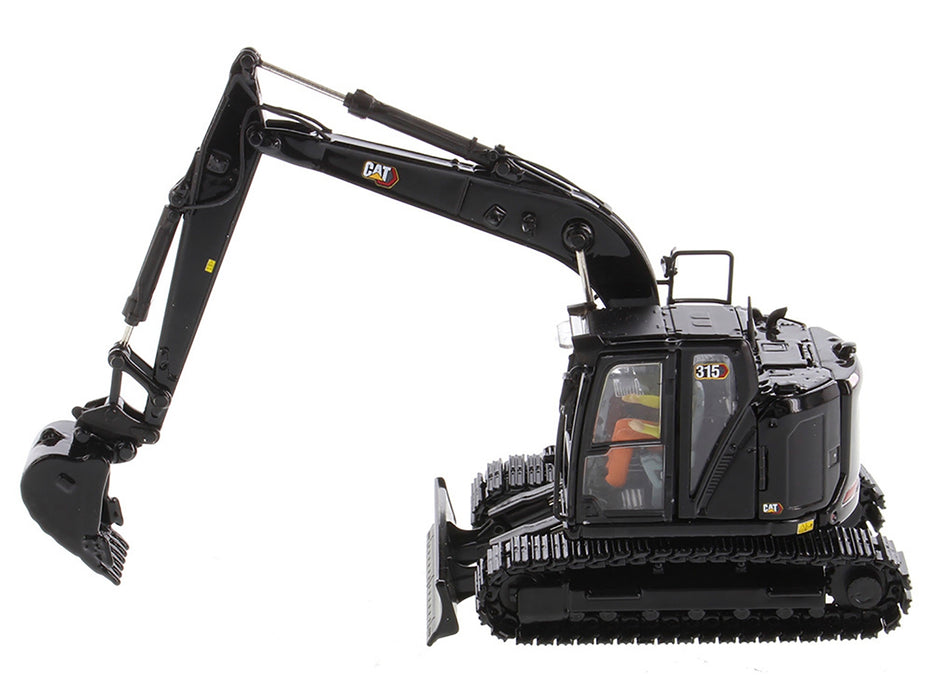 CAT Caterpillar 315 Track Type Hydraulic Excavator Special Black Finish with Operator "High Line" Series 1/50 Diecast Model by Diecast Masters - Miniature Motors