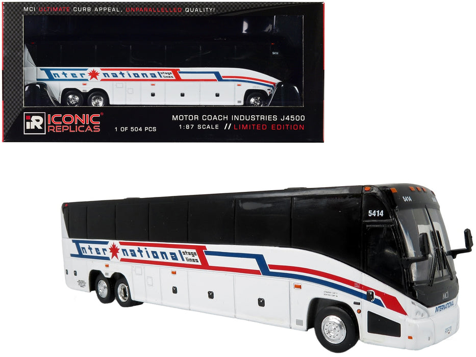 MCI J4500 Coach Bus "International Stage Lines" White "The Bus & Motorcoach Collection" Limited Edition to 504 pieces Worldwide 1/87 (HO) Diecast Model by Iconic Replicas - Miniature Motors