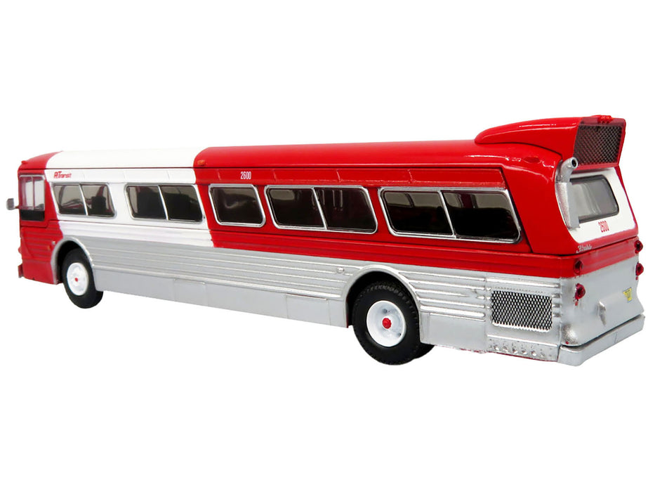 Flxible 53102 New Look Transit Bus "Pittsburgh Area Transit" Red and White "Vintage Bus & Motorcoach Collection" Limited Edition 1/87 (HO) Diecast Model by Iconic Replicas - Miniature Motors