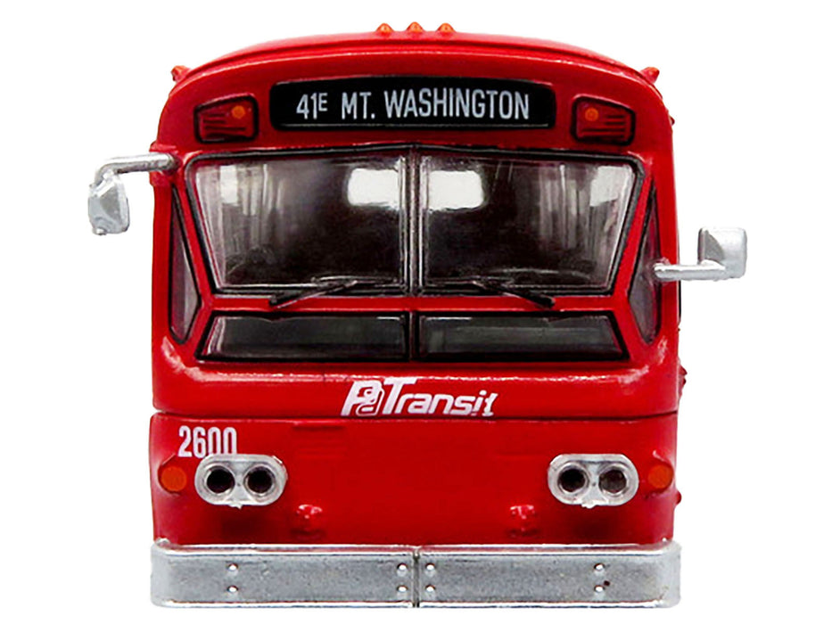 Flxible 53102 New Look Transit Bus "Pittsburgh Area Transit" Red and White "Vintage Bus & Motorcoach Collection" Limited Edition 1/87 (HO) Diecast Model by Iconic Replicas - Miniature Motors