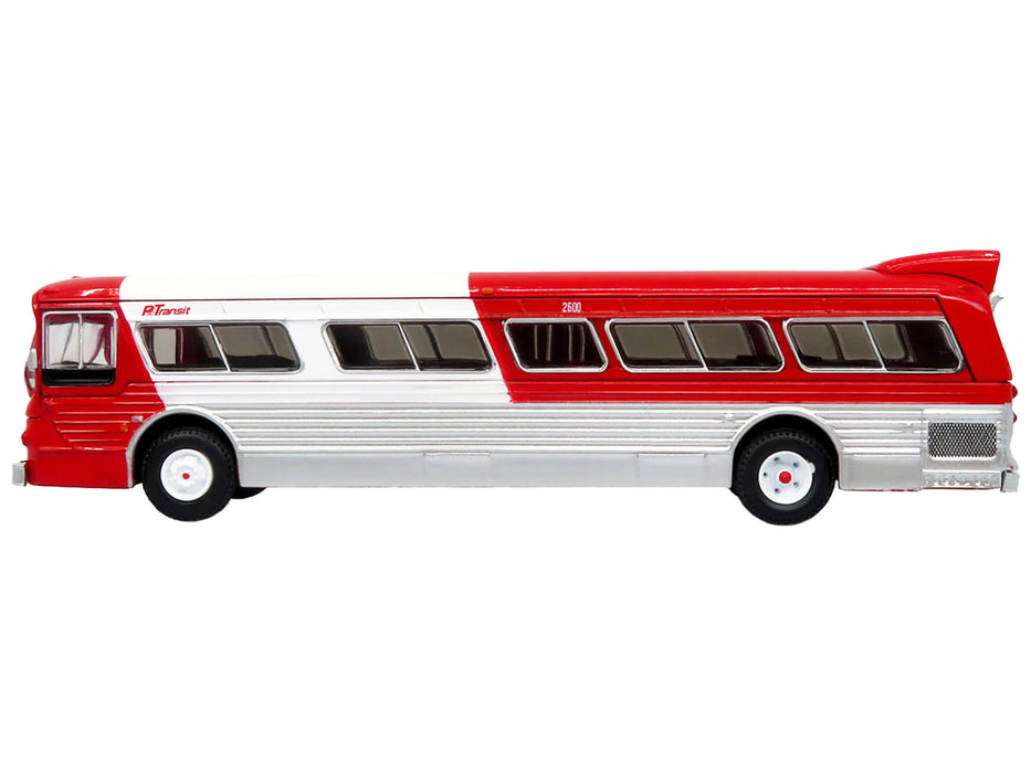 Flxible 53102 New Look Transit Bus "Pittsburgh Area Transit" Red and White "Vintage Bus & Motorcoach Collection" Limited Edition 1/87 (HO) Diecast Model by Iconic Replicas - Miniature Motors