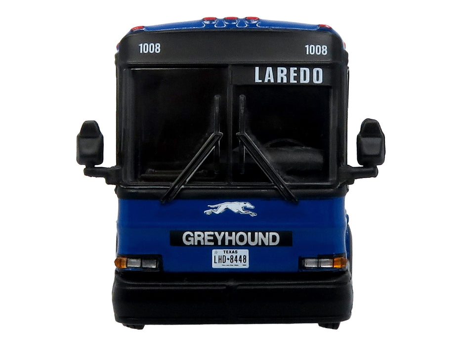 2001 MCI D4000 Coach Bus "Greyhound" Blue with Stripes "Vintage Bus & Motorcoach Collection" Limited Edition to 504 pieces Worldwide 1/87 (HO) Diecast Model by Iconic Replicas