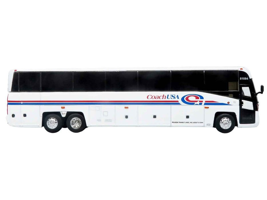 MCI D4520 Commuter Coach Bus "Coach USA" White with Blue and Red Stripes "The Bus & Motorcoach Collection" Limited Edition to 504 pieces Worldwide 1/87 (HO) Scale Diecast Model by Iconic Replicas