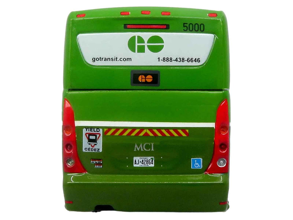 MCI D4520 Commuter Coach Bus "GO Transit" Green and White "The Bus & Motorcoach Collection" Limited Edition to 504 pieces Worldwide 1/87 (HO) Scale Diecast Model by Iconic Replicas