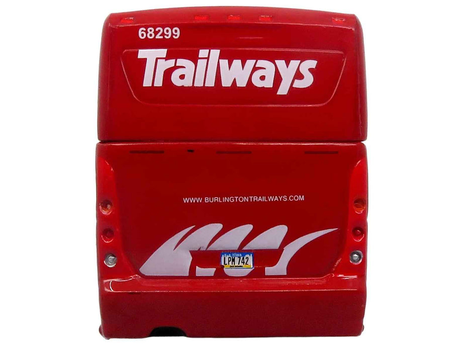 MCI D4520 Commuter Coach Bus "Burlington Trailways" Red with White Graphics "The Bus & Motorcoach Collection" Limited Edition to 504 pieces Worldwide 1/87 (HO) Scale Diecast Model by Iconic Replicas