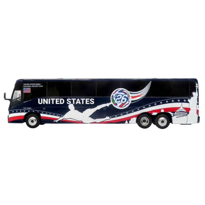 MCI J4500 Coach Bus "United States National Soccer Team" Dark Blue with Graphics "International Federation of the Global Game" Series Limited Edition to 504 pieces Worldwide 1/87 (HO) Diecast Model by Iconic Replicas
