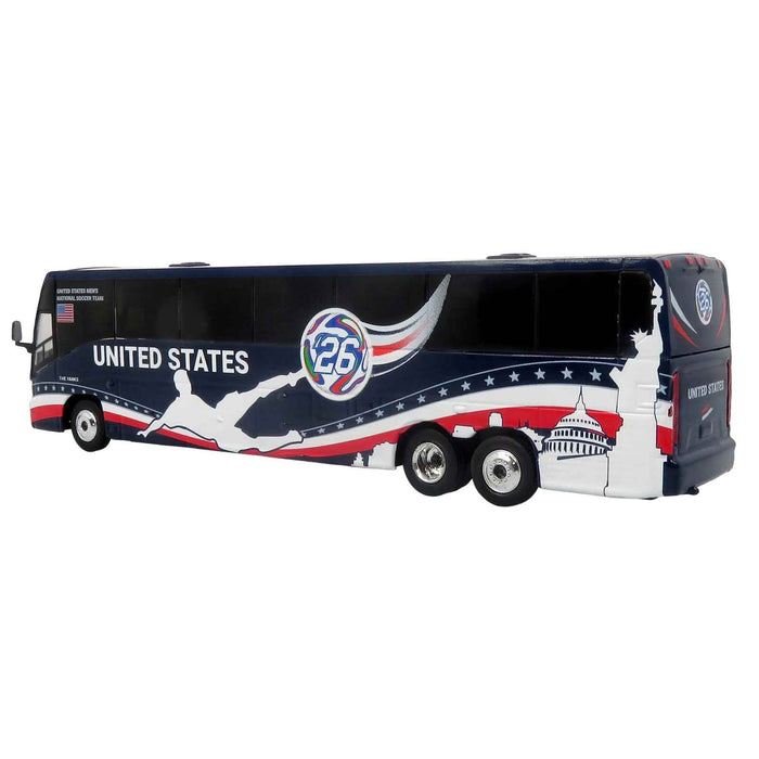 MCI J4500 Coach Bus "United States National Soccer Team" Dark Blue with Graphics "International Federation of the Global Game" Series Limited Edition to 504 pieces Worldwide 1/87 (HO) Diecast Model by Iconic Replicas
