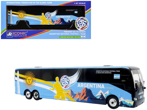 Prevost X3-45 Coach Bus "Argentina National Football Team" Blue with Graphics "International Federation of the Global Game" Series Limited Edition to 504 pieces Worldwide 1/87 (HO) Diecast Model by Iconic Replicas
